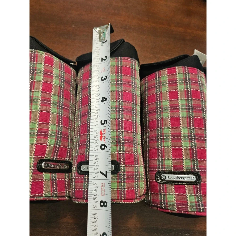 Longaberger Water Drink Bottle Beverage Lot of 6 Holiday Plaid Snap Handle